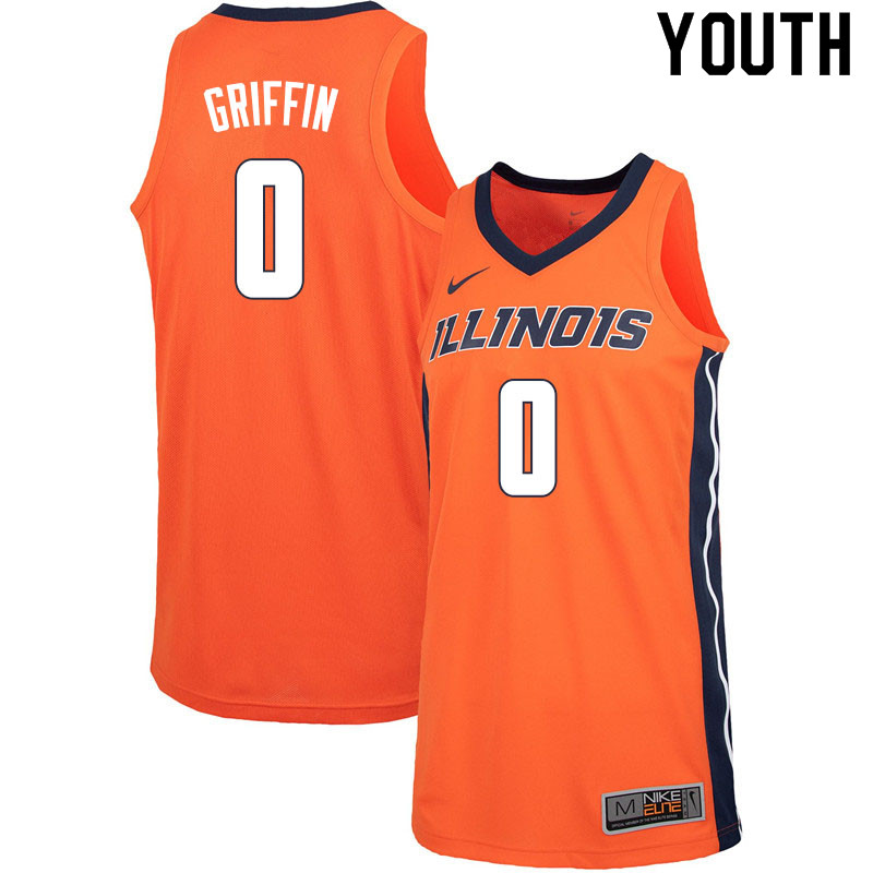 Youth #0 Alan Griffin Illinois Fighting Illini College Basketball Jerseys Sale-Orange